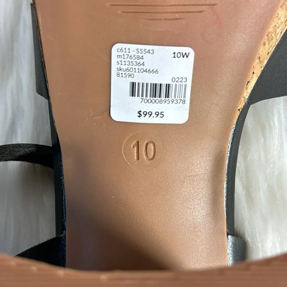 Lane Bryant NWT Dream Cloud Black‎ Faux Leather Cork Platform Heels Sz 10 WIDE